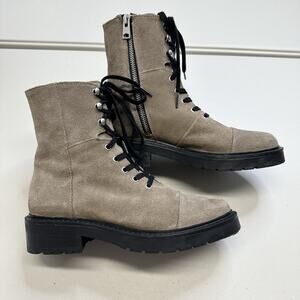 AllSaints Dusty Women's US 8 Combat Boots Light Gray Tan Suede WF658X EU 38